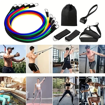 11pcs TPE Resistance Bands Set, Resistance Bands With Door Anchor, Handles, Carry Bag, Legs Ankle Straps, Exercise Bands