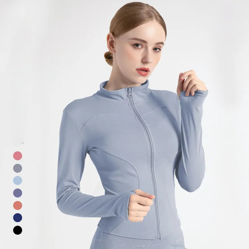 2022 Long Sleeve Sports Jacket Women Zip Fitness Yoga Shirt Winter Warm Gym Top Activewear Running Coats Workout Clothes Woman