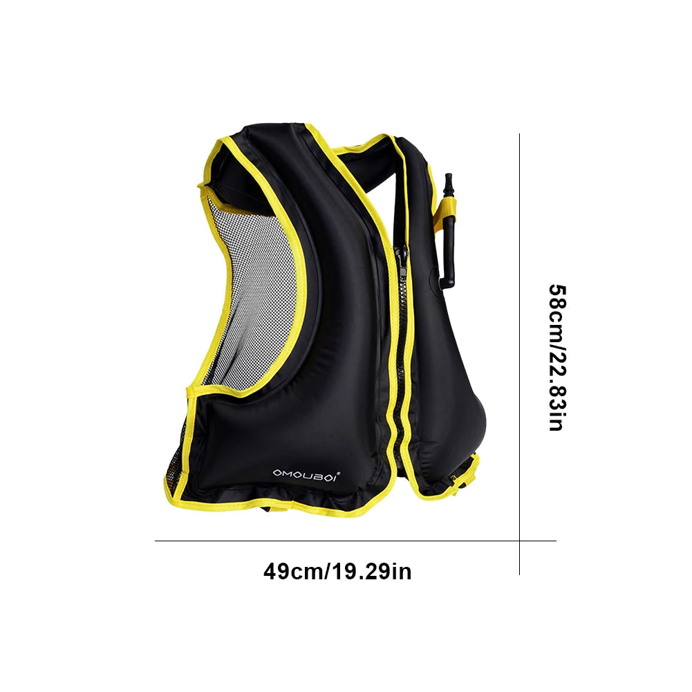 Inflatable Snorkeling Vest Adjustable Water Sports Safety Vest Breathable Inflatable Buoyancy Vest for Swimming Kayaking Boating