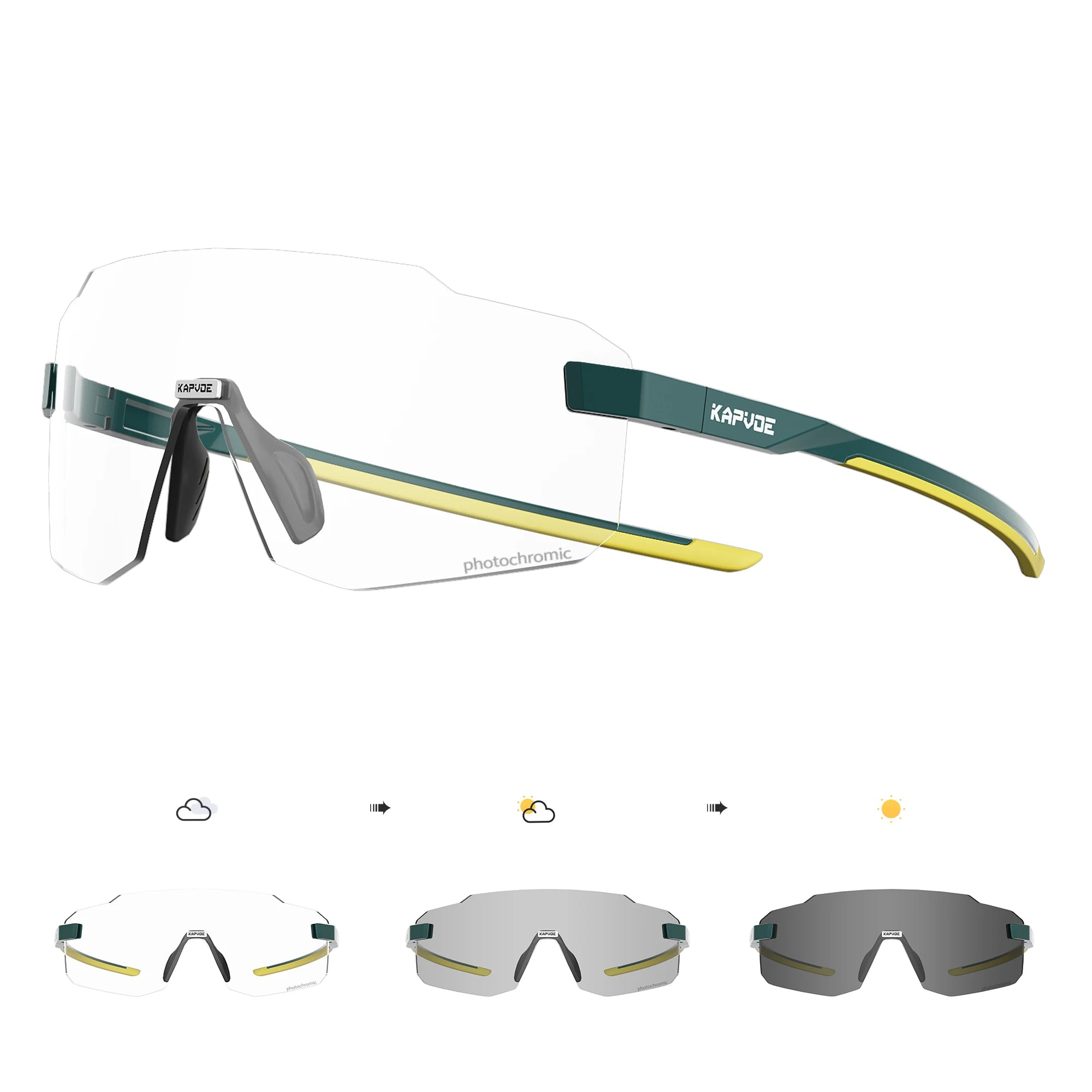 Kapvoe Photochromic Cycling Glasses UV400 Running Sunglasses Lightweight Bicycle MTB Bike Eyewear Sports Safety Goggles