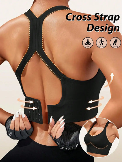 4 PCS Sports Bra for Women Seamless Summer Bras Crisscross Double Back Hooks Adjustable High Impact Sports Bras Shockproof