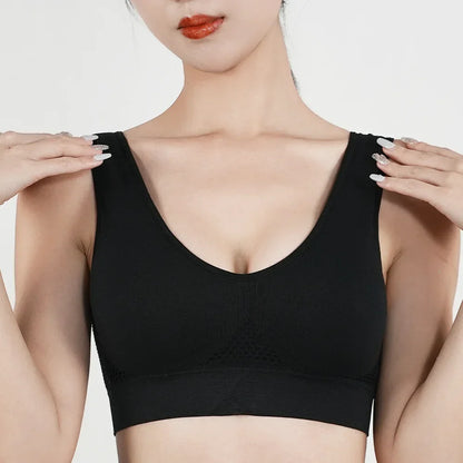Sexy Womens Sport Bra Shockproof Running Padded Mesh Wireless Vest Top Solid Breathable Girl Yoga Push Up Training Bra Underwear