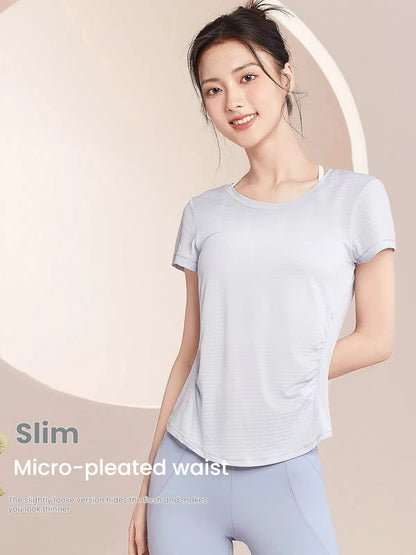 Women's Yoga Shirt Quick Dry Short Sleeve t-shirt Summer Athletic Fitness Top Breathable Workout Tee Gym Running Female clothing