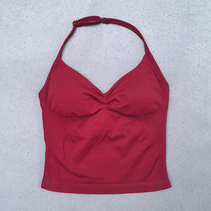 New Seamless Yoga Set Women Gym Clothing Scrunch Bum Legging Padded Tank Top Workout Outfits Fitness Sportswear Suits