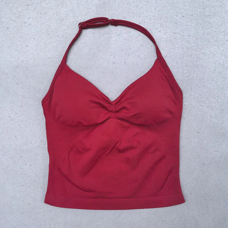 New Seamless Yoga Set Women Gym Clothing Scrunch Bum Legging Padded Tank Top Workout Outfits Fitness Sportswear Suits