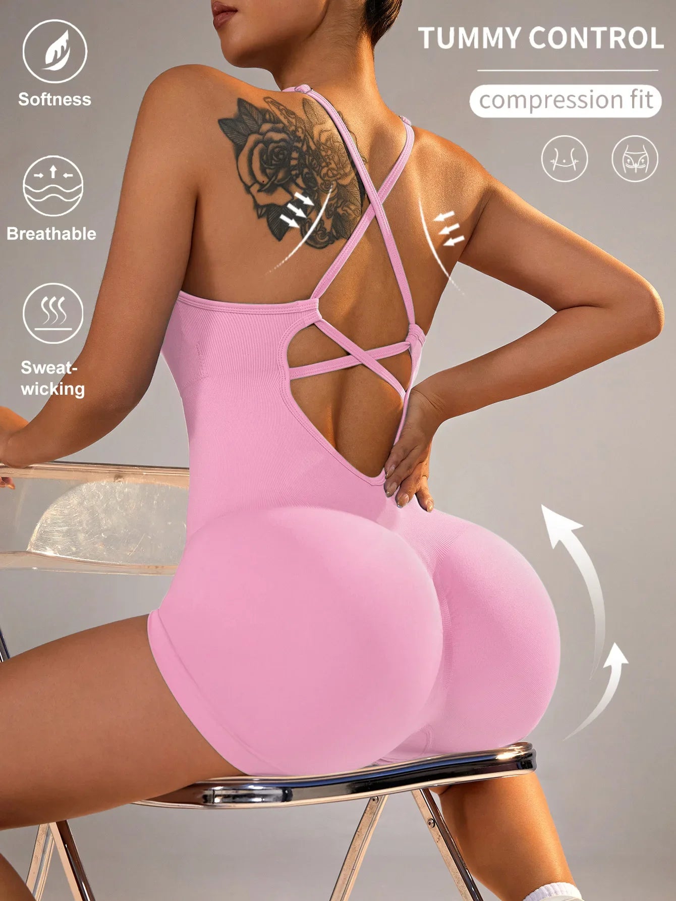 One-Piece Yoga Jumpsuit Skinny Short Sportswear Woman Gym Clothing Workout Clothes Fitness Stretch Bodysuit For Women tracksuit