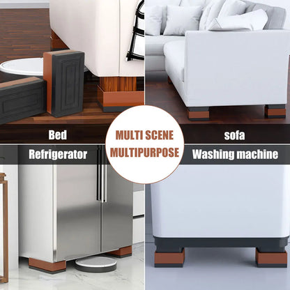 4Pcs Furniture Heightening Foot Pad TPU Non Slip Bed Sofa Fridge Table Risers Multifunctional Rectangle Furniture Support Risers