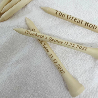 Personalized Golf Tees Custom Engraved Golf Tees Wooden Ball Stud Wedding Gift Favors Father's Day Gift Natural Wood