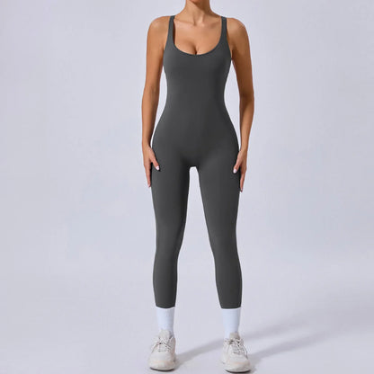 Seamless Yoga Jumpsuits Sports Fitness Hip Raise Cross Back Adjustable Shoulder Strap One-piece Workout Gym Tracksuits for Women