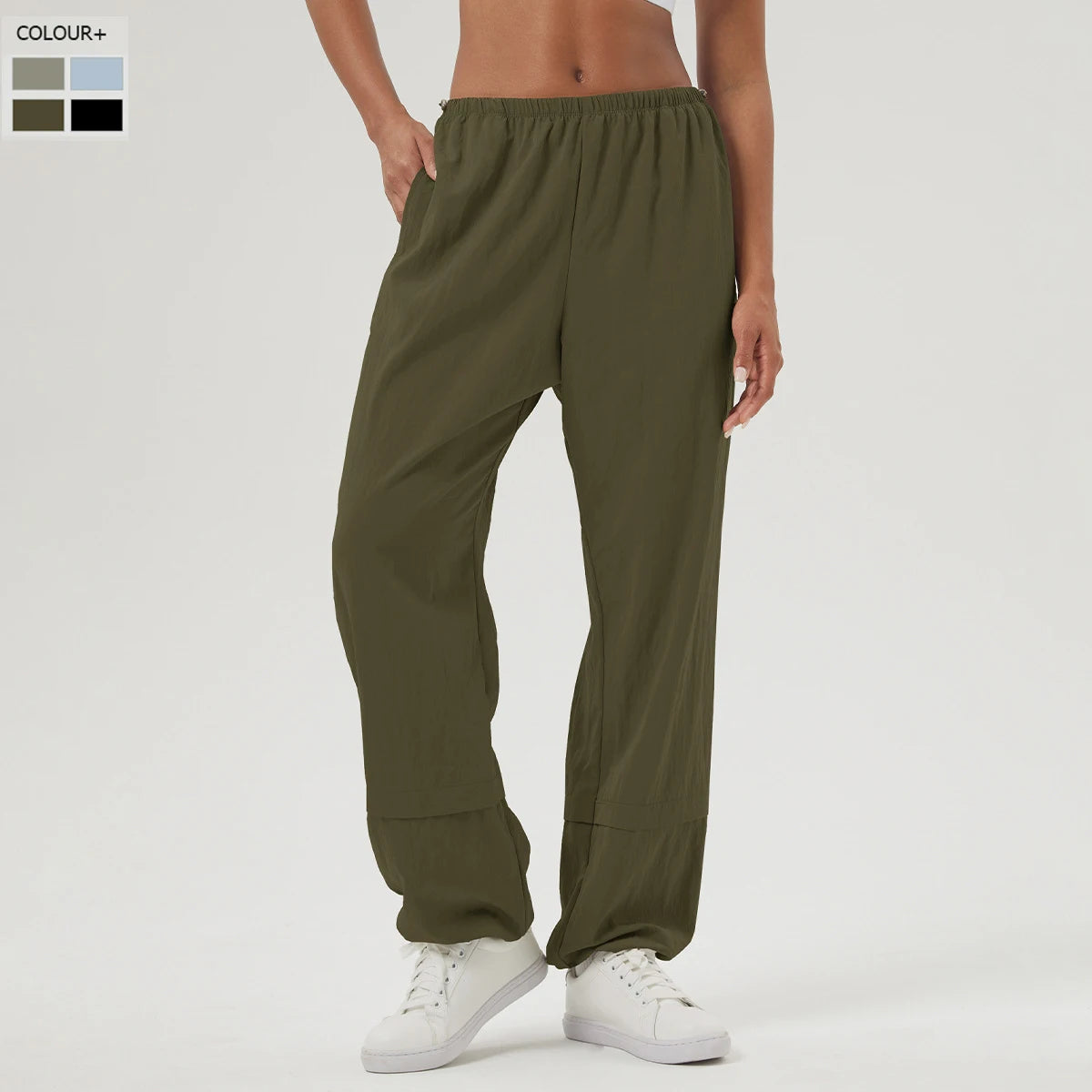 Women Loose Yoga Pants Solid Color Outdoor Jogger Pants Breathable Quick Dry Pocket Sweatpants Female Running Sportswear