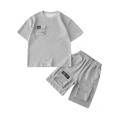 Boys Sport Clothing Sets Summer Big Kids Loose Casual Suit Teen Short Sleeve Tops+Shorts 2Pcs Children Fashion Handsome Outfits