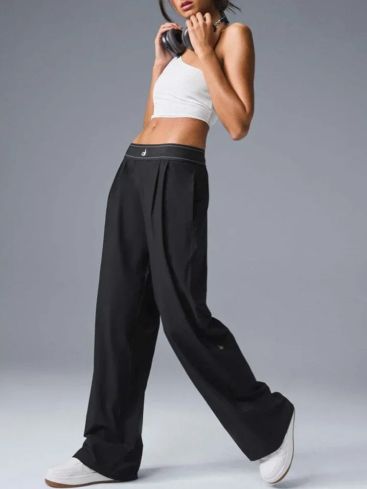 2025 Sports Yoga Pants Women High Waist Summer Casual Straight Leg Pants Comfortable Versatile Solid Trousers Women Clothing