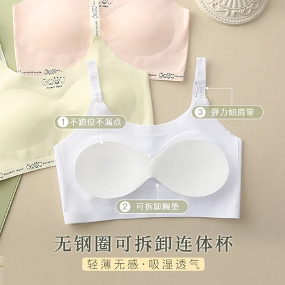 Girls Training Bras Ice Silk Seamless Development Period Underwear for Kids Students Junior High School Teen 8-16Years Sport Bra