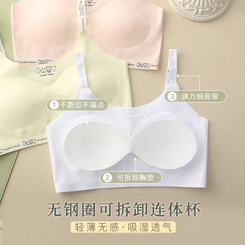 Girls Training Bras Ice Silk Seamless Development Period Underwear for Kids Students Junior High School Teen 8-16Years Sport Bra