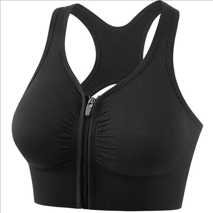 Women's sports bra fitness top front zipper design sports vest fashionable bra yoga gym sports bra