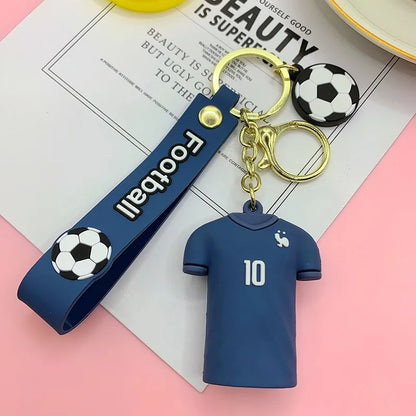 Football Player's Jersey Keychain Soccer Clothing Pendant Keyring Fashion Design Women Handbags Car Key Chain Gifts wholesale