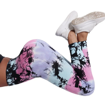 Yoga pants for women, tie dye graffiti seamless high waisted running, fitness, tight fitting leggings