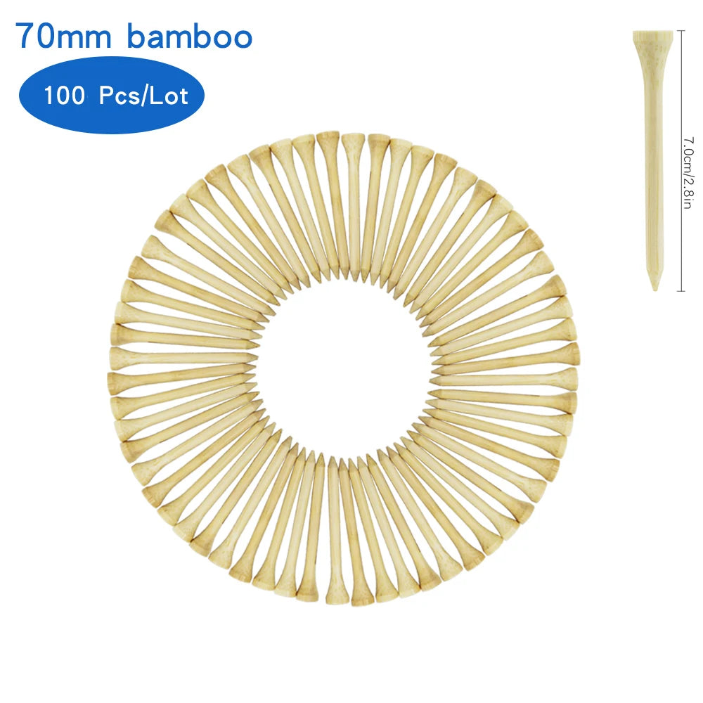 Golf Tees Package of 100 Bamboo Wooden Tees 42mm 54mm 70mm 83mm Length Golf Ball Holder Drop Ship