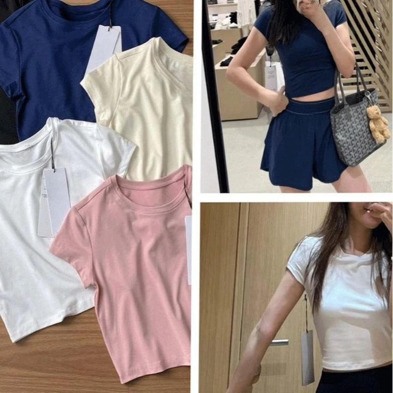 High Version Sports Training Fitness Yoga Clothes Short-sleeved Blouse T-shirt Summer Women's Short Half-sleeved Open-button Top