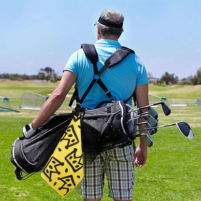 Funny Yellow Golf Towel with Black Golf Club Print - Ideal for Golf Bags & Creative Gift for Golf Lovers