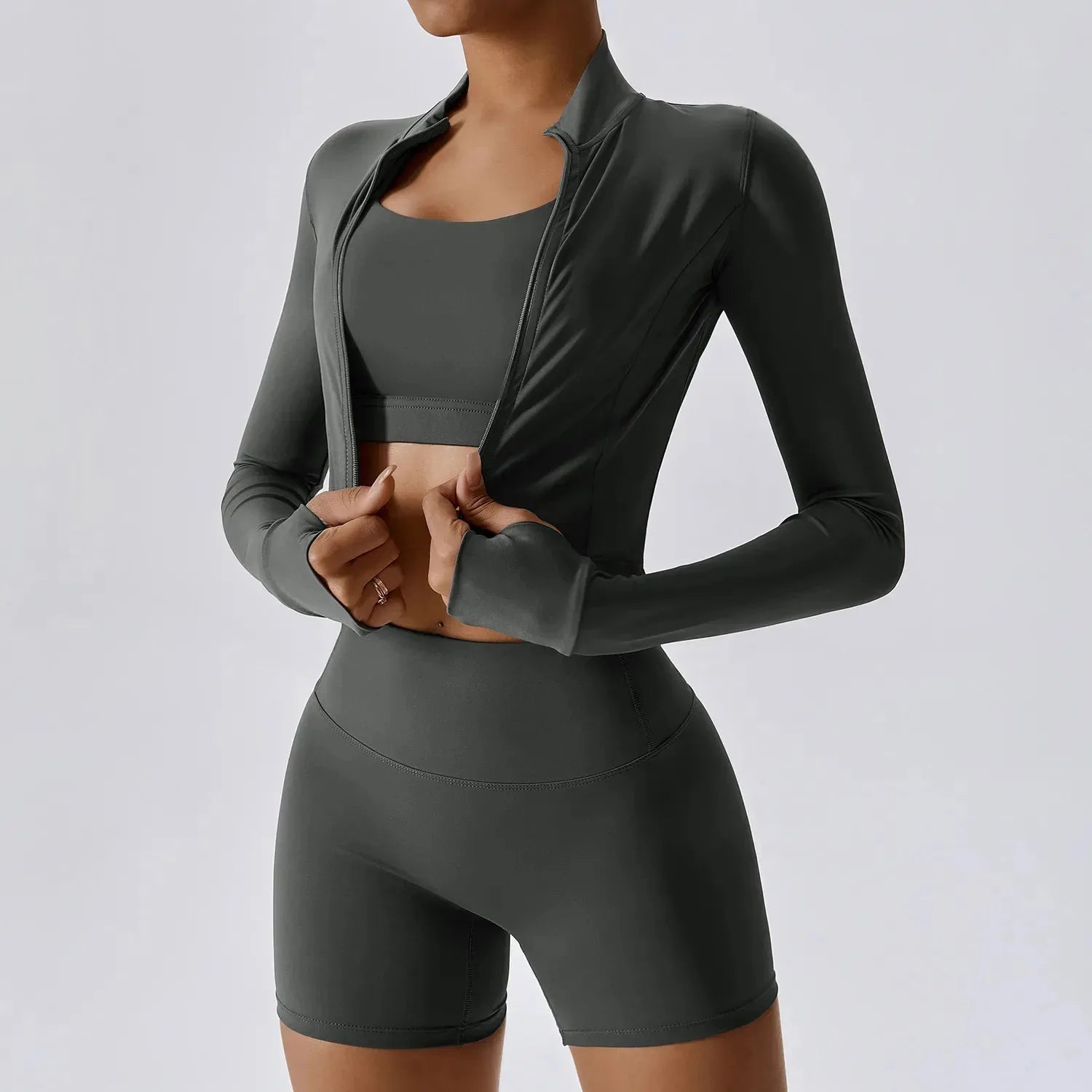Womens Yoga Outfit Three Pieces Suits Vest Set Exercise Close-Fitting Fitness Wear Running Elastic Workout Tracksuit