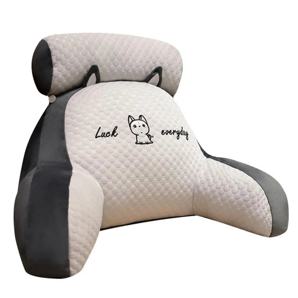 Bedroom Sit Up Pillow Backrest Support Pillow Cartoon Print Bed Reading Pillow with Arm Support Detachable Backrest for Sofa