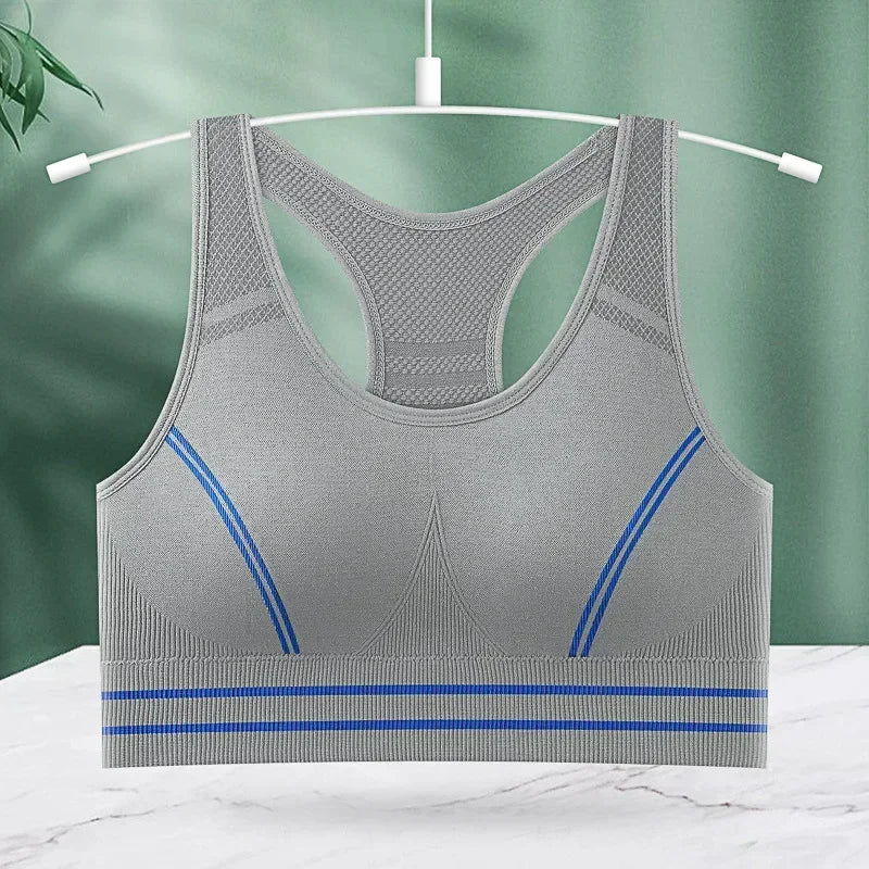 Sports Bra for Women, Back Padded Strappy Sports Bras Medium Support Yoga Bra with Fixed Cups