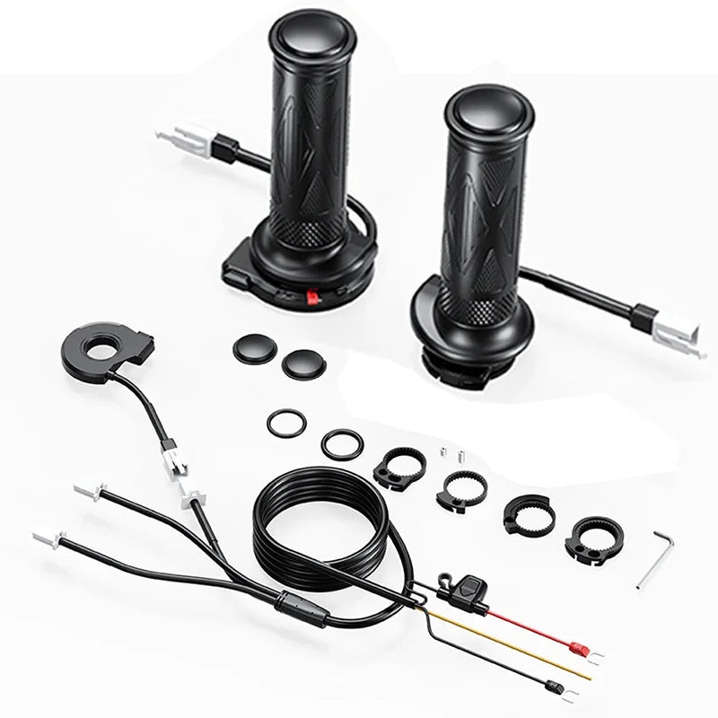 Motorcycle Hot Grip Motorbike ATV Scooter Electric Heated Grips 22mm 7/8" Handlebar Hand Warmer 5-Gear Adjustable Temperature