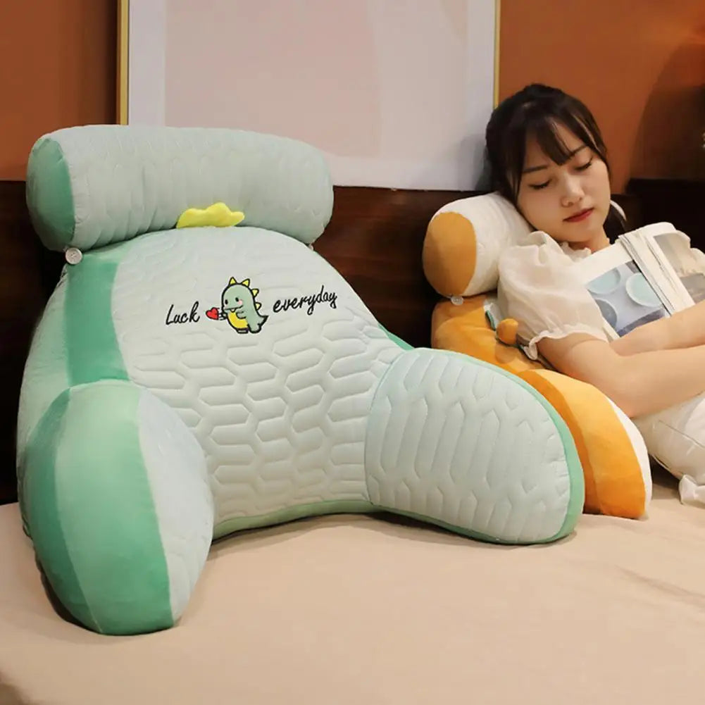 Sit Up Pillow Cartoon Print Bed Reading Pillow with Arm Support Detachable Backrest Cushion for Sofa for Reading for Ultimate