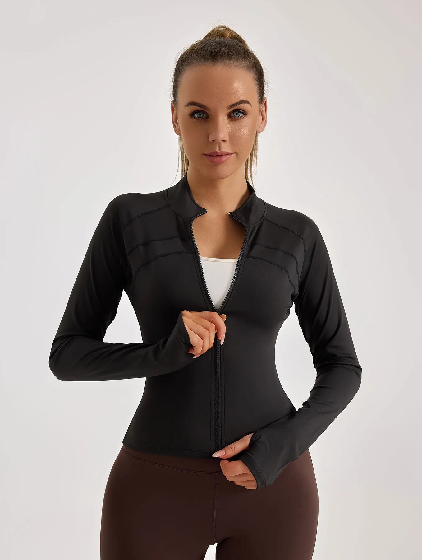 2025 New yoga coat short sports jacket women's fitness clothes slimming body sculpting zipper yoga jacket