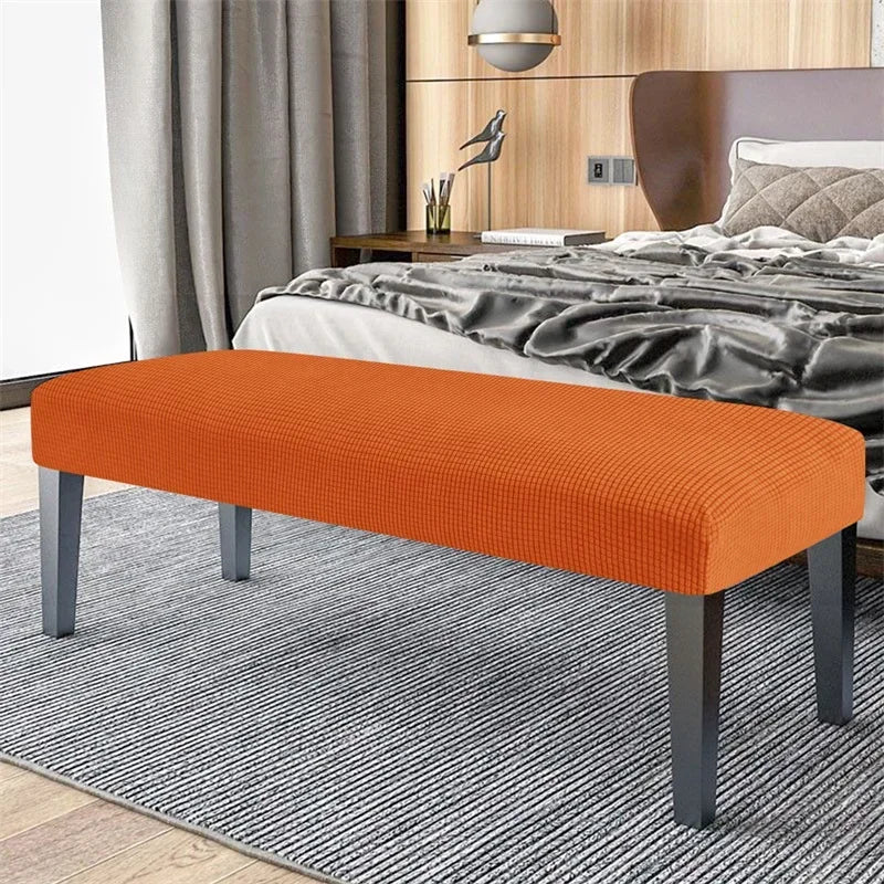 Stretch Dining Bench Covers Polar Fleece Long Bench Covers Anti-Dust Piano Stool Cover Removable Seat Protector Home Decor