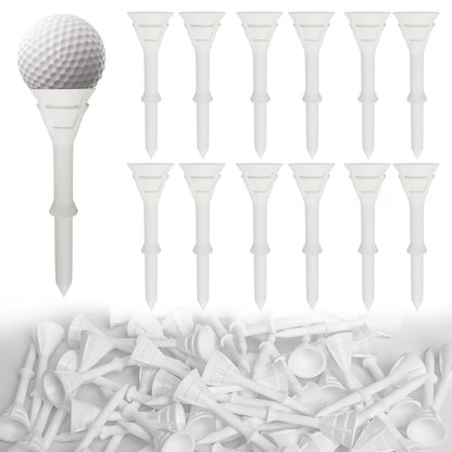Golf Tees Plastic 3 1/4 inch Upgrade Bulk 50 Pack Reduce Friction Side Spin Durable Stable 83mm Long Tee for Golfer Practice
