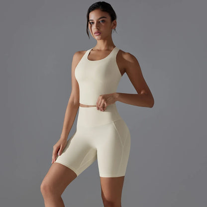 Yoga Set 2PCS Sports Suit Women Gym Shorts Set Women Fitness Tracksuit Workout Suit Female Sportswear Quick-Drying Yoga Clothing