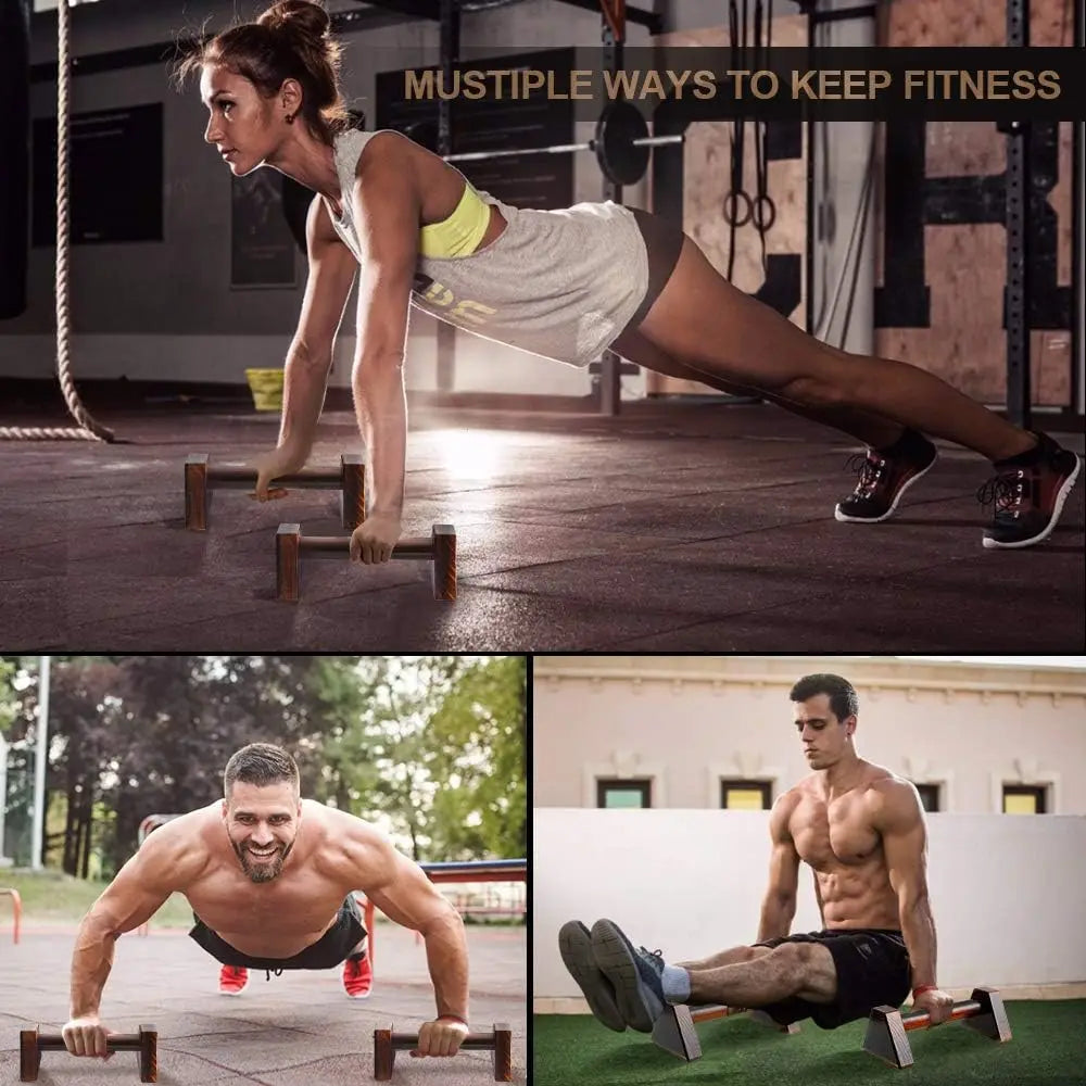 25cm/50cm Push Up Stand with 1 Pair of Wooden Push Up Poles and Anti Slip Base for Home Exercise Equipment Strength Training