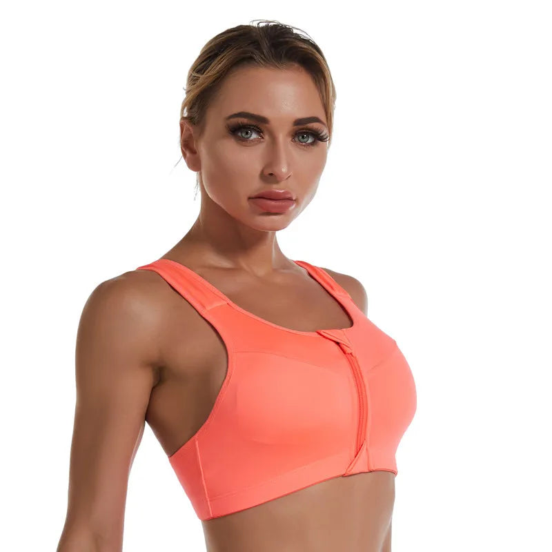 Sports Bra Women Front Zipper Push Up Gym Jogging Crop Tops Female Yoga Fitness Shockproof Vest Sujetadores Sport Bras for Women