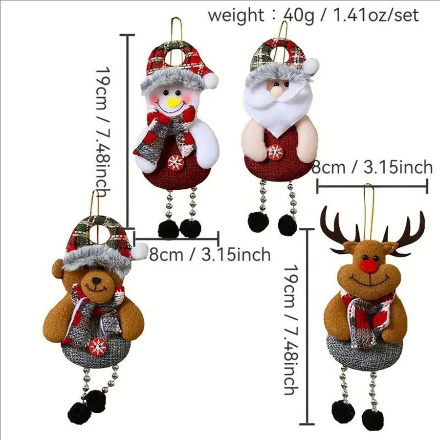 4 Pieces Christmas Decoration Items - Elderly Small Pendant - Christmas Tree Accessories, Available In Three Types
