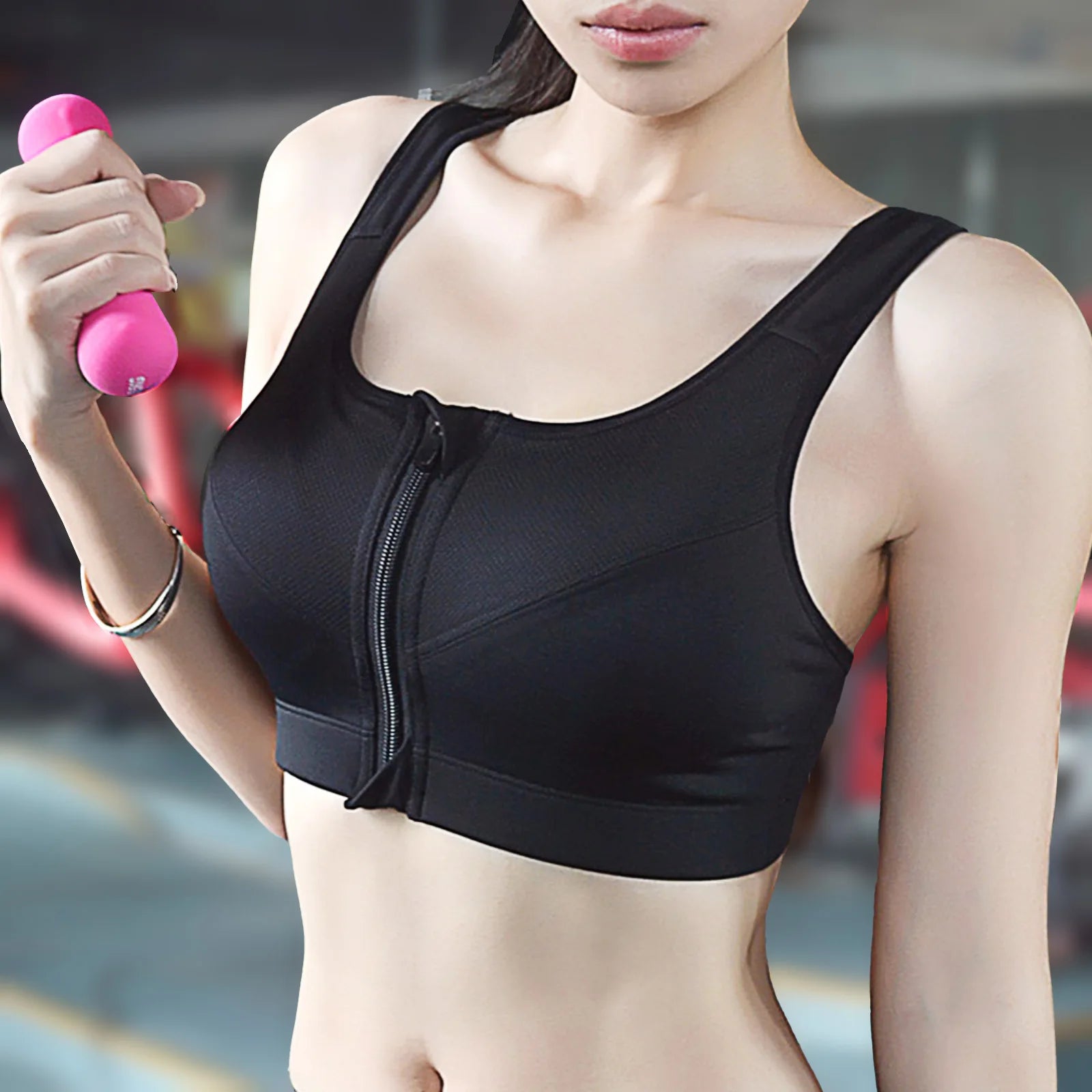 IUSIBRALEA Front Zipper Sports Bra for Women High-Impact Support Shockproof Running Gym Yoga Breathable Comfort Activewear