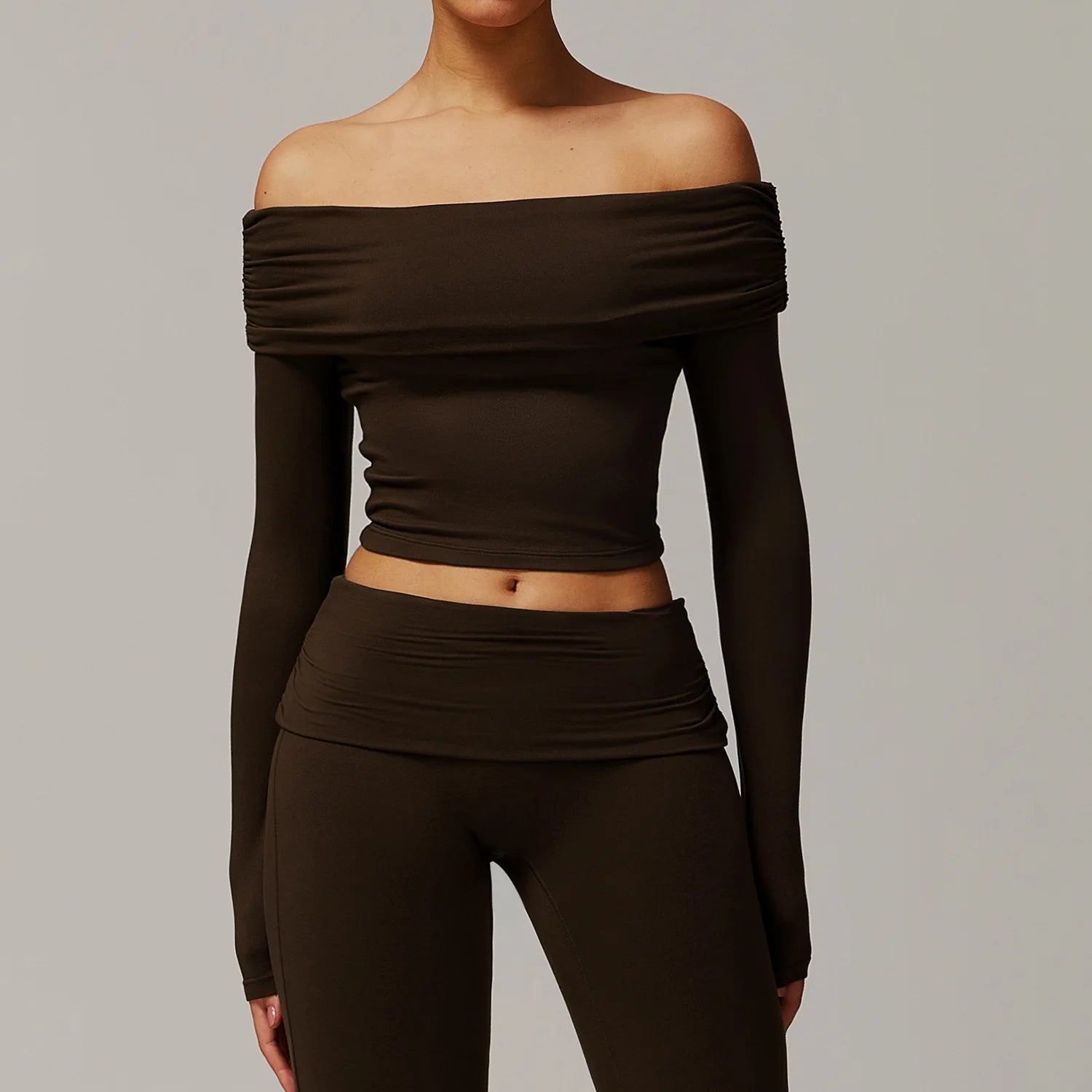 Yoga T-shirts Off Shoulder Long Sleeve Women Solid Sports Top Gym Workout Running Shirts Sexy Quick Dry Fitness Gym Sport Wear