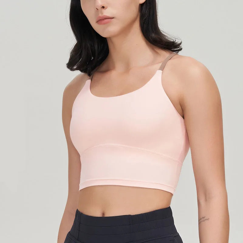 SOISOU Top Women Sports Bra Cross Beautiful Back Gym Fitness Workout Shockproof Running Tops Yoga Bra For Women Sport Wear