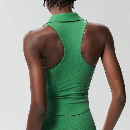 Sleeveless Fitness Yoga Shirt Women Summer Slim Fit V-Neckline Gym Running Top Breathable Quick Dry Sportswear Workout Clothes