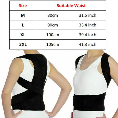 Sports Safety Neoprene Nylon Posture Corrector Black Adjustable Shoulder Brace Prevents Slouching Belt Gym