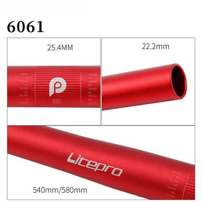 Folding Bike Horizontal 25.4*540/580mm Aluminium Alloy Ultra Light Handlebars Bicycle Parts