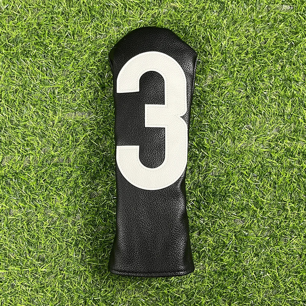 Golf Club Headcover Set - White&Pink Large Number Design for All Clubs