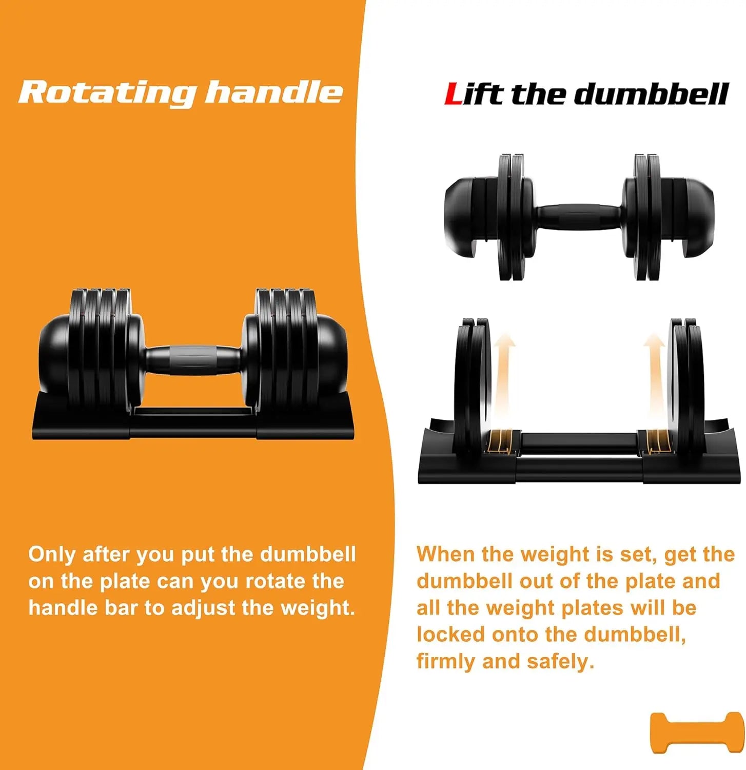 Adjustable Dumbbell Set with Tray – 22/44/52LBS