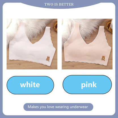 2pcs Sports Bras Women Ice Silk Comfortable Breathable Suitable For Girls Without Steel Rings Vest Bra Fashionable Lightweight