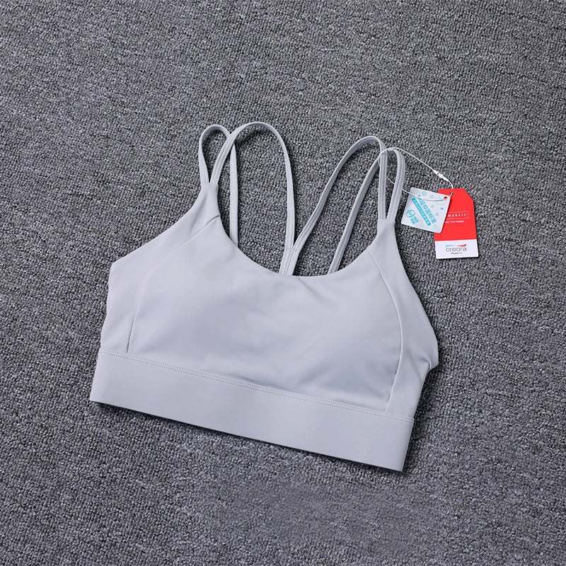 New Women's Sports Bra Padded Without Bones Cross Back Fitness Busty Underwear High Support Impact Running Gym Vest Yoga Bras