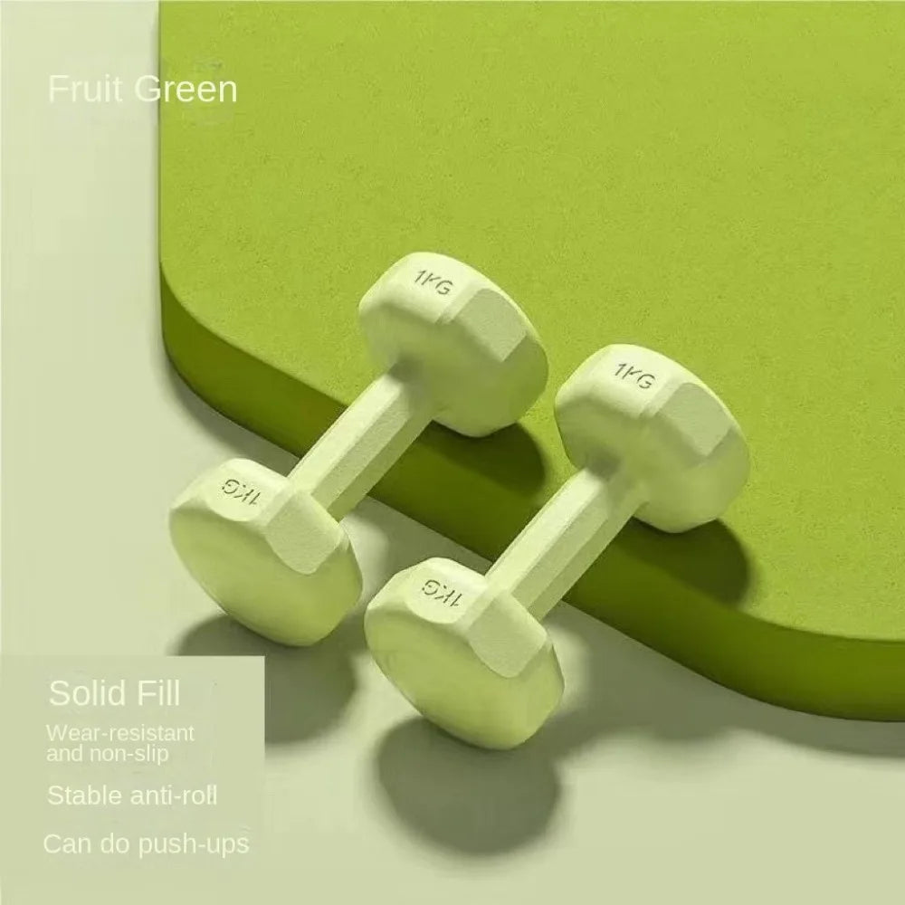 New 1kg Fitness Dumbbell Set PVC Non-Slip Kettlebell Waterproof Anti-Roll Small Dumbbell Home Equipment