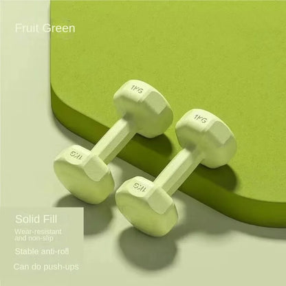 New 1kg Fitness Dumbbell Set PVC Non-Slip Kettlebell Waterproof Anti-Roll Small Dumbbell Home Equipment