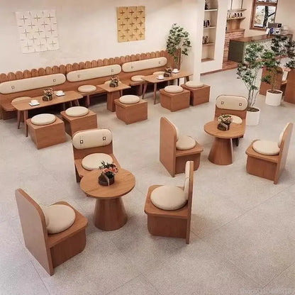 Customizable Cafe Sofa Set, Wall-leaning Bench for Bubble Tea Shops, Sweet Dessert Cafes, and Book Bars