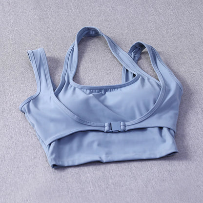 Women's High-Intensity Sports Bra - Running Yoga Top, Push-Up Support, Cross-Back Design, Built-In Layer, Outdoor-Ready